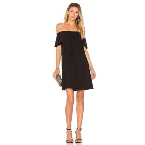 Halston Heritage Black Draped Off-Shoulder Dress - Picture 2 of 4